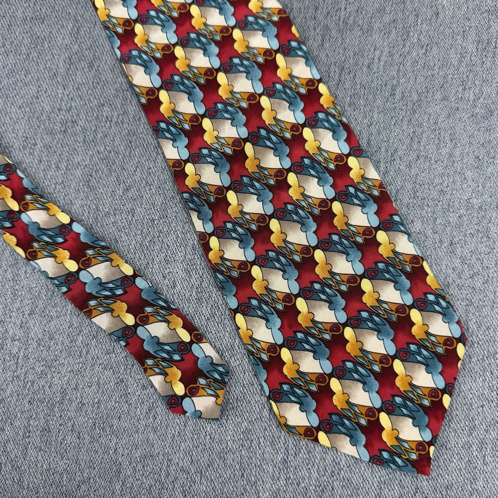 Vintage J. Garcia Collectors Edition Tie Circus Silk Abstract Red Blue 56x4